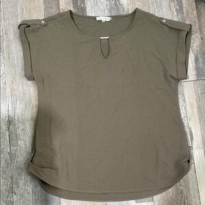 Calvin Klein Olive Blouse with Button Detail